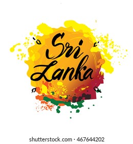 Stamp or label with the name of Sri Lanka, flag colors, vector illustration