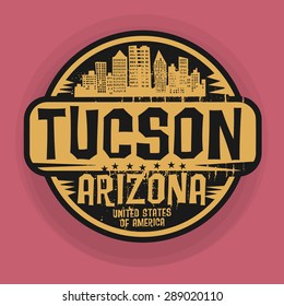 Stamp or label with name of Tucson, Arizona, vector illustration