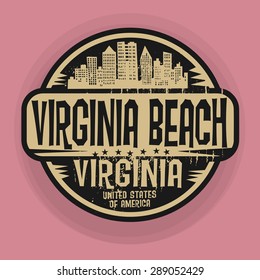 Stamp Or Label With Name Of Virginia Beach, Virginia, Vector Illustration