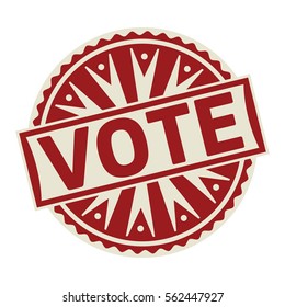 Stamp, label or tag business concept with the text Vote, vector illustration.