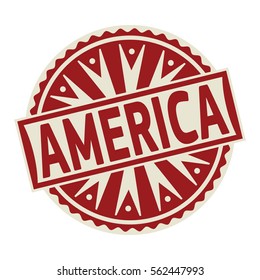Stamp, label or tag business concept with the text America, vector illustration.