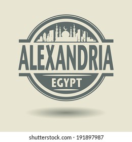 Stamp or label with text Alexandria, Egypt inside, vector illustration