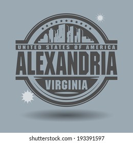 Stamp or label with text Alexandria, Virginia inside, vector illustration
