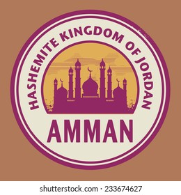 Stamp or label with text Amman, Jordan inside, vector illustration