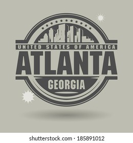 Stamp or label with text Atlanta, Georgia inside, vector illustration