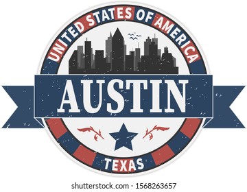 Stamp or label with text Austin, Texas inside, vector illustration