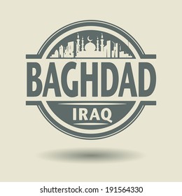 Stamp or label with text Baghdad, Iraq inside, vector illustration