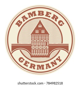 Stamp or label with text Bamberg, Germany inside, vector illustration