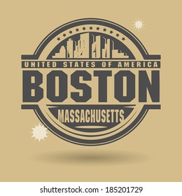 Stamp or label with text Boston, Massachusetts inside, vector illustration