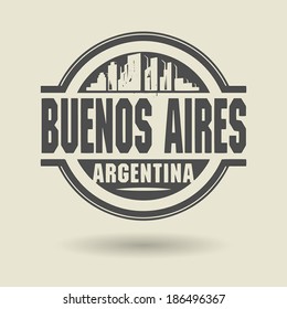 Stamp or label with text Buenos Aires, Argentina inside, vector illustration