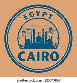 Stamp or label with text Cairo, Egypt inside, vector illustration