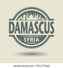 Stamp or label with text Damascus, Syria inside, vector illustration
