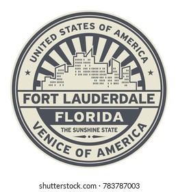 Stamp or label with text Fort Lauderdale, Florida written inside vector illustration