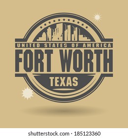 Sello o etiqueta con texto Fort Worth, Texas inside, ilustración vectorial