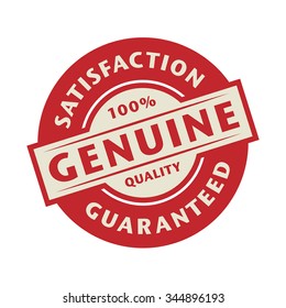 Stamp or label with the text Genuine, Satisfaction Guaranteed, vector illustration