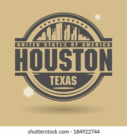Stamp or label with text Houston, Texas inside, vector illustration