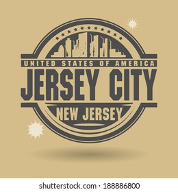 Stamp or label with text Jersey City, New Jersey inside, vector illustration