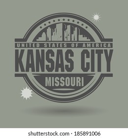 Stamp or label with text Kansas City, Missouri inside, vector illustration