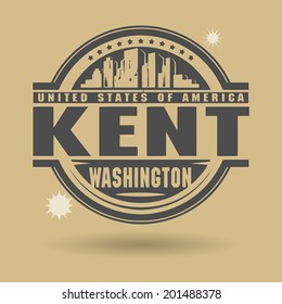 Stamp or label with text Kent, Washington inside, vector illustration