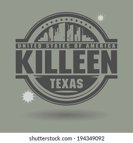 Stamp or label with text Killeen, Texas inside, vector illustration