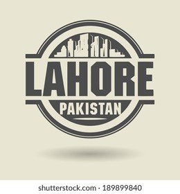 Stamp or label with text Lahore, Pakistan inside, vector illustration