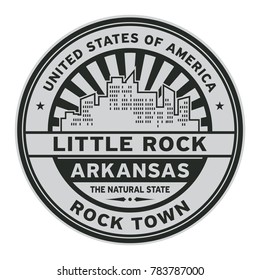 Stamp or label with text Little Rock, Arkansas written inside vector illustration