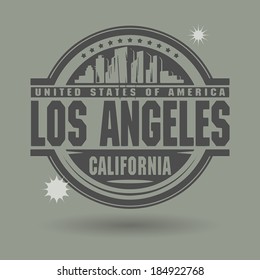 Stamp or label with text Los Angeles, California inside, vector illustration