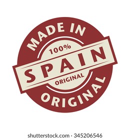 Stamp or label with the text Made in Spain, Original, vector illustration