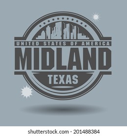 Stamp or label with text Midland, Texas inside, vector illustration