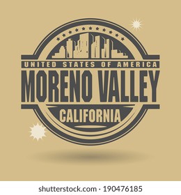 Stamp or label with text Moreno Valley, California inside, vector illustration