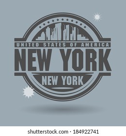 Stamp or label with text New York inside, vector illustration