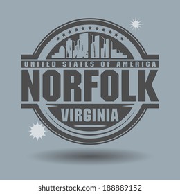 Stamp or label with text Norfolk, Virginia inside, vector illustration
