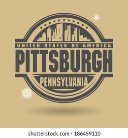 Stamp or label with text Pittsburgh, Pennsylvania inside, vector illustration