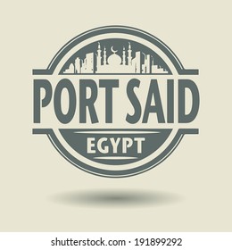 Stamp or label with text Port Said, Egypt inside, vector illustration