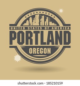 Stamp or label with text Portland, Oregon inside, vector illustration