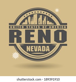 Stamp or label with text Reno, Nevada inside, vector illustration