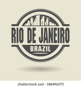 Stamp or label with text Rio de Janeiro, Brazil inside, vector illustration