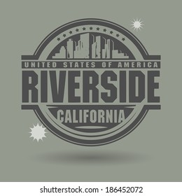 Stamp or label with text Riverside, California inside, vector illustration