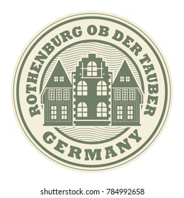 Stamp or label with text Rothenburg ob der Tauber, Germany inside, vector illustration