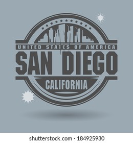 Stamp or label with text San Diego, California inside, vector illustration