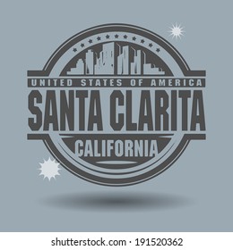 Stamp or label with text Santa Clarita, California inside, vector illustration