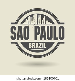 Stamp or label with text Sao Paulo, Brazil inside, vector illustration