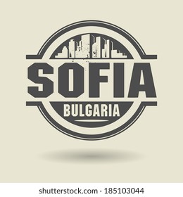 Stamp or label with text Sofia, Bulgaria inside, vector illustration