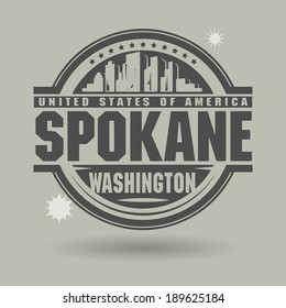 Stamp or label with text Spokane, Washington inside, vector illustration