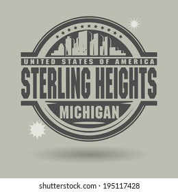 Stamp or label with text Sterling Heights, Michigan inside, vector illustration
