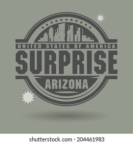 Stamp or label with text Surprise, Arizona inside, vector illustration