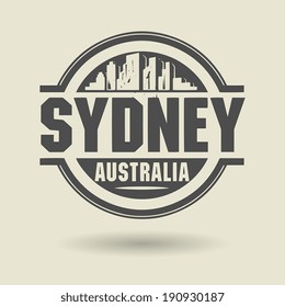 Stamp or label with text Sydney, Australia inside, vector illustration