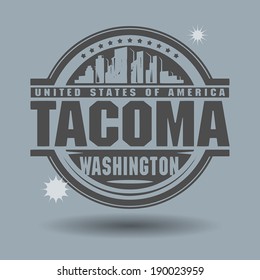 Stamp or label with text Tacoma, Washington inside, vector illustration svg