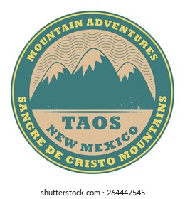 Stamp or label with text Taos, New Mexico, USA, vector illustration