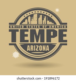 Stamp or label with text Tempe, Arizona inside, vector illustration